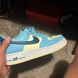 Nike Air Force 1 Low Blue and Yellow Sneakers